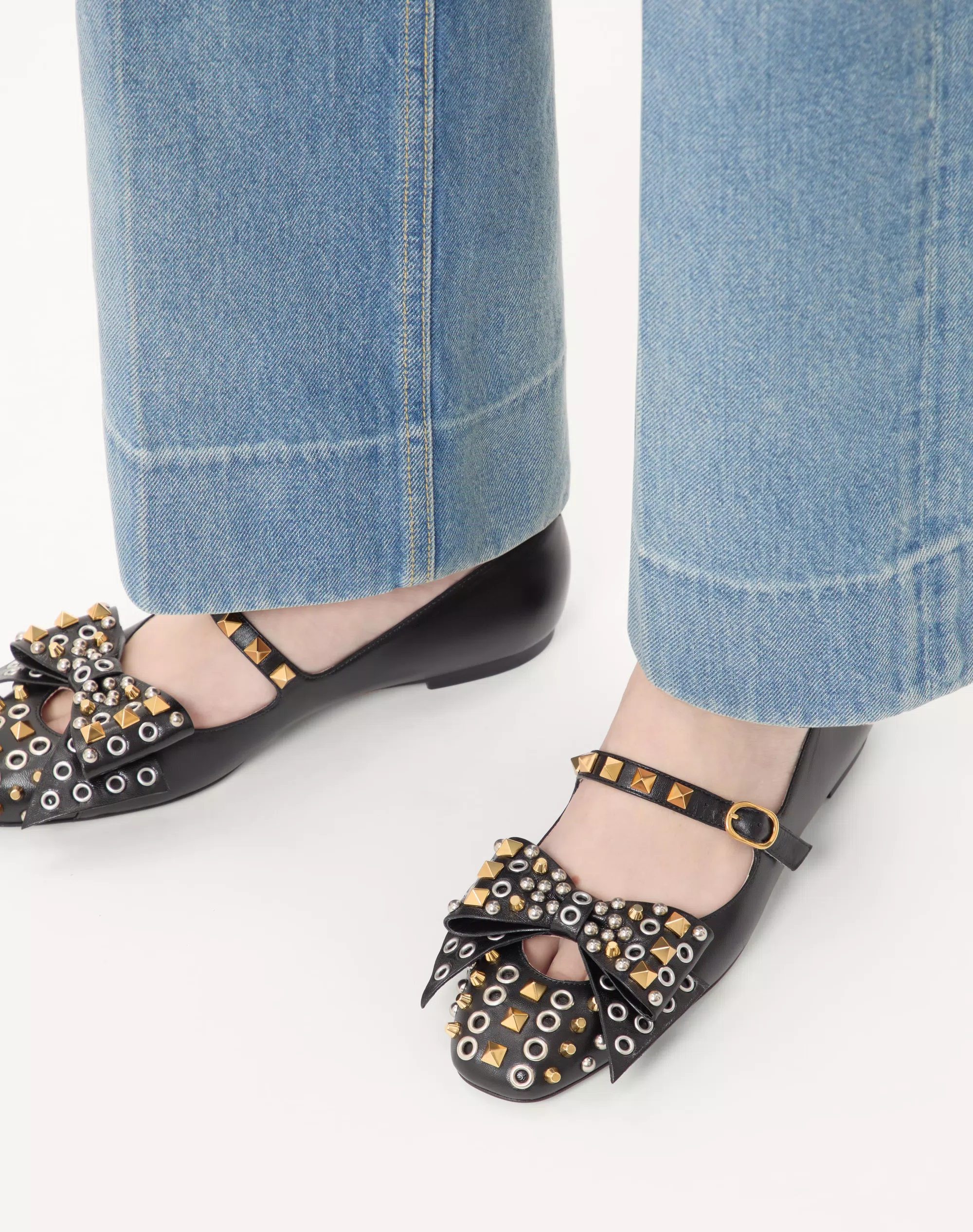 Valentino Mary-Jane Bowow Ballerina In Kidskin With Studs - Image 7